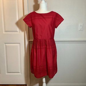 Madewell Dress Red Eyelet fabric Short Sleeve Size 12